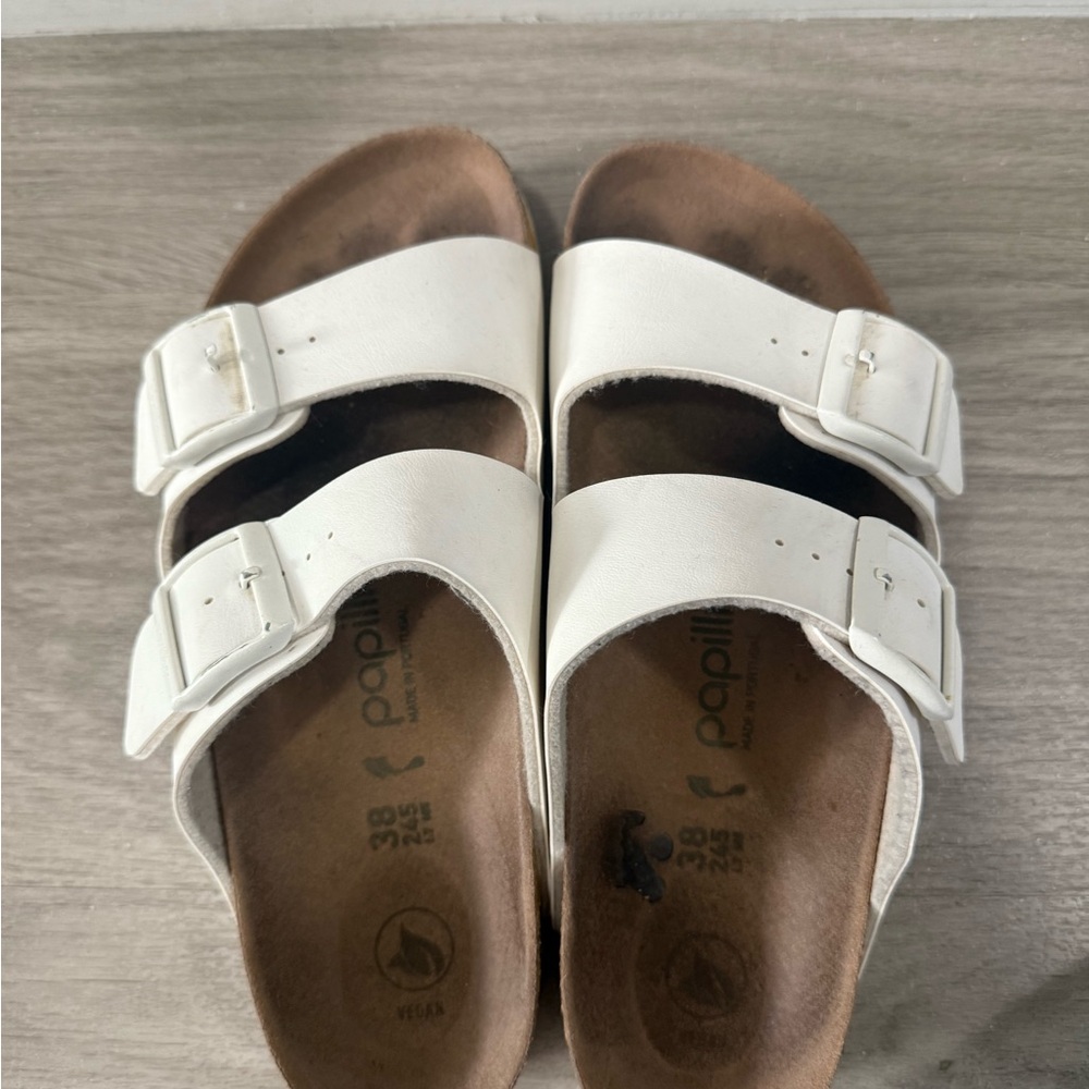 Papillio Birkenstock white Double Buckle Sandals
